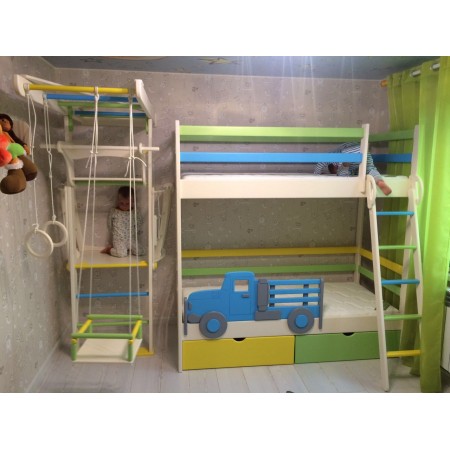 Двухъярусная кровать для мальчиков со спорткомплексом, Bambini Letto