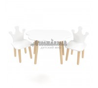 Детский комплект стол Облако и 2 стула Корона белый