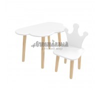 Детский комплект стол Облако и стул Корона белый