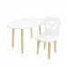 Детский комплект стол Овальный и стул Крылья с сердцем белый, Bambini Letto