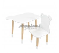 Детский комплект стол и стул Мишка белый, с носочками