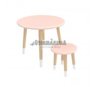 Детский комплект стол и табурет Круглый розовый, с носочками