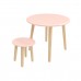 Детский комплект стол и табурет Круглый розовый, Bambini Letto