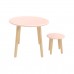 Детский комплект стол и табурет Круглый розовый, Bambini Letto
