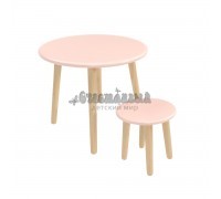 Детский комплект стол и табурет Круглый розовый