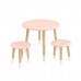 Детский комплект "Круглый" стол и 2 круглых табурета розовый, с носочками, Bambini Letto