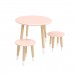 Детский комплект "Круглый" стол и 2 круглых табурета розовый, с носочками, Bambini Letto