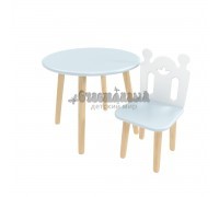 Детский комплект стол Круглый и стул Принц Артур голубой
