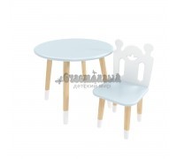 Детский комплект стол Круглый и стул Принц Артур голубой, с носочками