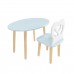 Детский комплект стол Овальный и стул Крылья с сердцем голубой, Bambini Letto