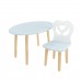 Детский комплект стол Овальный и стул Крылья с сердцем голубой, Bambini Letto
