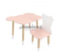 Детский комплект стол и стул Мишка розовый, с носочками