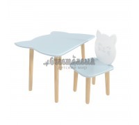 Детский комплект стол и стул Котик голубой