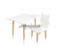 Детский комплект стол и стул Котик белый, с носочками