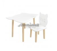 Детский комплект стол и стул Котик белый