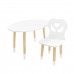 Детский комплект стол Овальный и стул Крылья с сердцем белый, с носочками, Bambini Letto