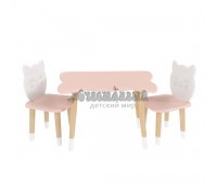 Детский комплект стол и 2 стула Котик розовый, с носочками