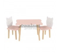 Детский комплект стол и 2 стула Котик розовый