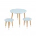 Детский комплект "Круглый" стол и 2 круглых табурета голубой, с носочками, Bambini Letto