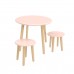 Детский комплект "Круглый" стол и 2 круглых табурета розовый, Bambini Letto