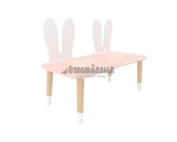 Детская скамейка Уши зайца розовая, с носочками
