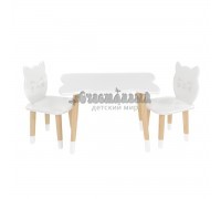 Детский комплект стол и 2 стула Котик белый, с носочками