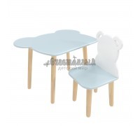 Детский комплект стол и стул Мишка голубой