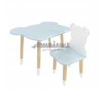 Детский комплект стол и стул Мишка голубой, с носочками