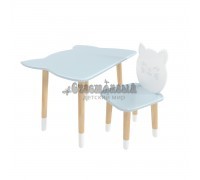 Детский комплект стол и стул Котик голубой, c носочками