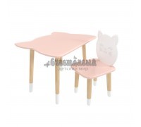 Детский комплект стол и стул Котик розовый, c носочками