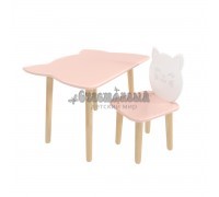 Детский комплект стол и стул Котик розовый
