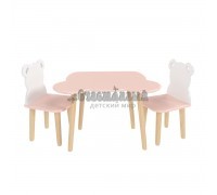 Детский комплект стол и 2 стула Мишка розовый