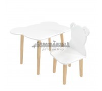 Детский комплект стол и стул Мишка белый