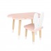 Детский комплект стол Облако и стул Уши зайца розовый, с носочками, Bambini Letto
