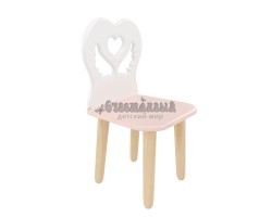 Детский стул Крылья с сердцем розовый