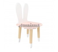 Детский стул Уши зайца розовый, с носочками