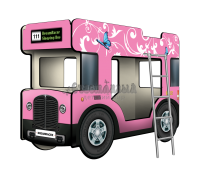 Двухъярусная кровать-Автобус СлипинБас "Бабочки" розовый