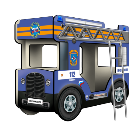 Двухъярусная кровать-Автобус МикроБас "МЧС" синий, Carobus