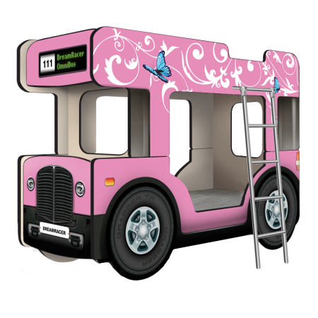 Двухъярусная кровать-Автобус МикроБас "Китти Кэт" розовый, Carobus