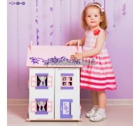 Деревянный кукольный домик - Анастасия с 15 предметами мебели