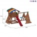 Набор для игровой площадки: детский домик с песочницей, тентом, горкой, качелей и сдвоенными кольцам, PAREMO