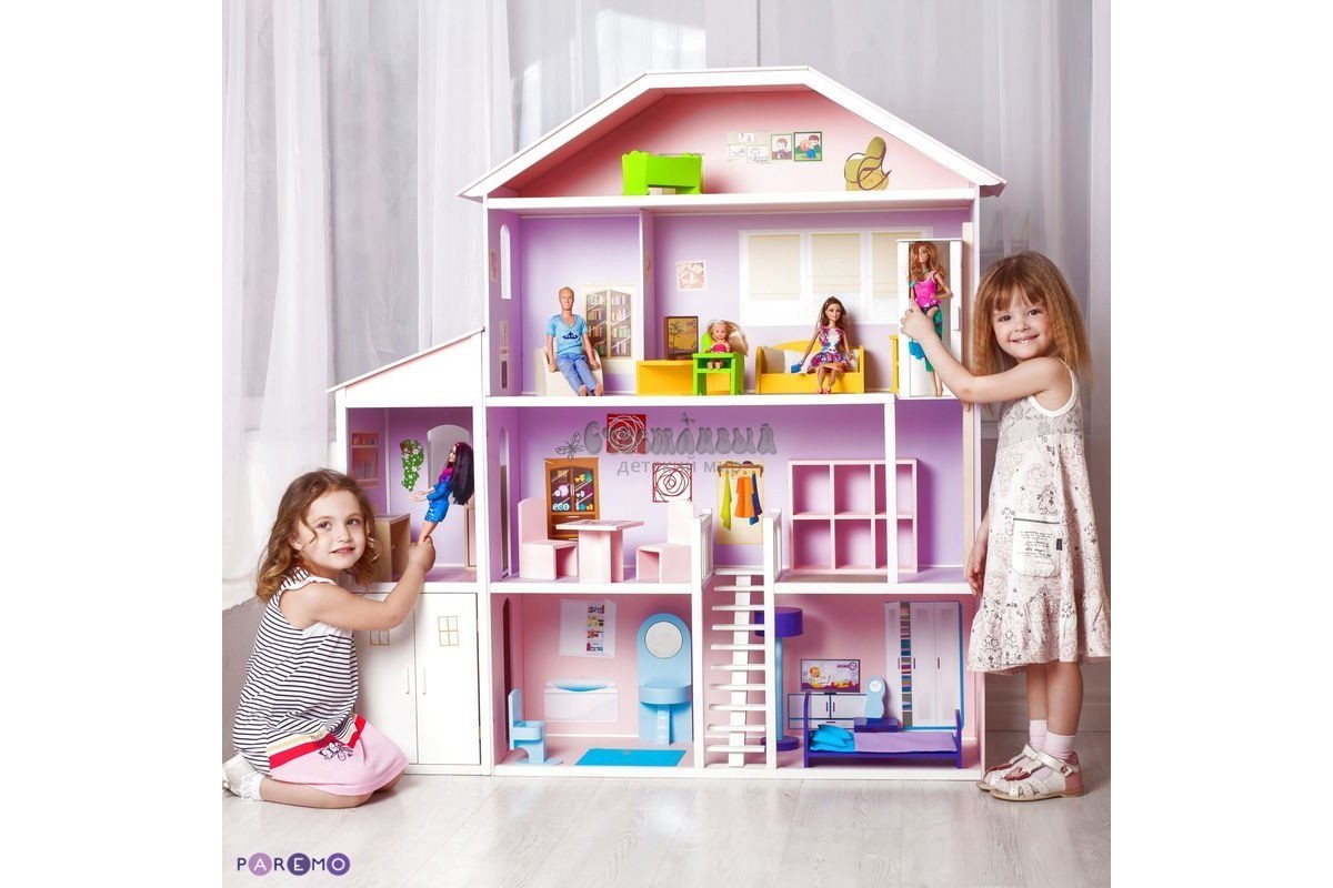 Кукольный домик Paremo для Барби Муза (16 пред.мебели, лестница, лифт, качели)
