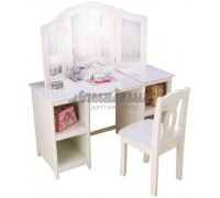 Белый деревянный туалетный столик (трельяж) для девочек "Делюкс" (Deluxe Vanity & Chair)