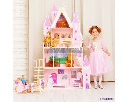 Кукольный дворец - Розовый сапфир с 16 предметами мебели и текстилем