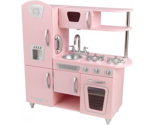 Кухня детская из дерева "Винтаж", цвет Розовый (Pink Vintage Kitchen)